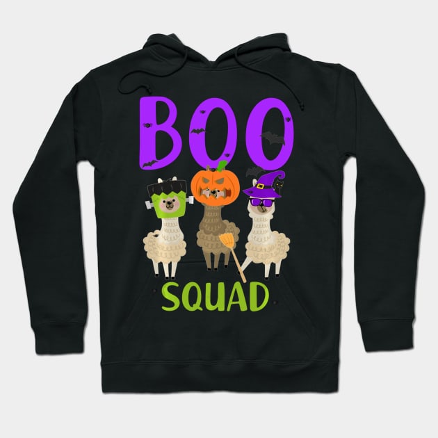 Boo Squad Halloween crew Funny llama scary Trick or treat Hoodie by adrinalanmaji